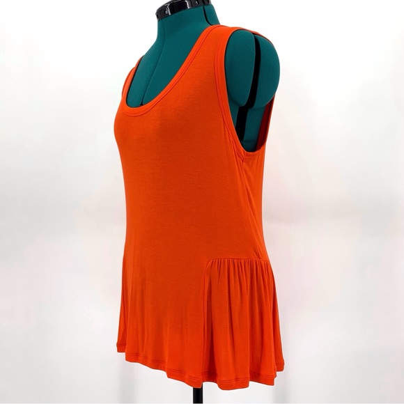 Cabi Hangout Tank # 5402, Orange Deep Scoop Neck Dropped Peplum Tank Top, Medium - Picture 3 of 15